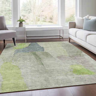 Piper Looms Chantille Abstract ACN1986 Aloe Machine Washable Area Rug Lifestyle Image Feature