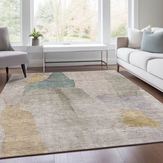 Piper Looms Chantille Abstract ACN1986 Beige Machine Washable Area Rug Lifestyle Image Feature