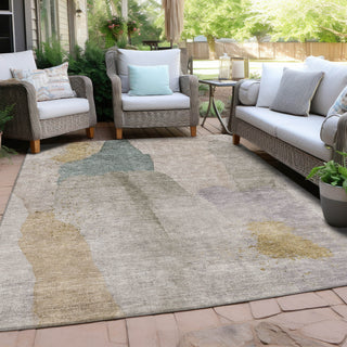 Piper Looms Chantille Abstract ACN1986 Beige Machine Washable Area Rug Outdoor Lifestyle Image Feature