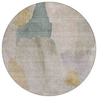 Piper Looms Chantille Abstract ACN1986 Beige Machine Washable Area Rug Round Main Image
