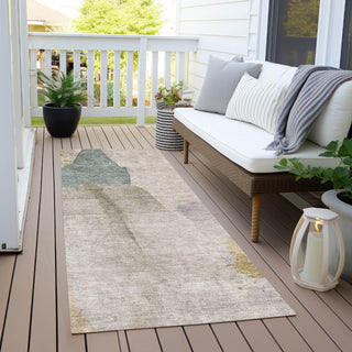 Piper Looms Chantille Abstract ACN1986 Beige Machine Washable Area Rug Runner Outdoor Lifestyle Image Feature