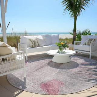 Piper Looms Chantille Abstract ACN1986 Blush Machine Washable Area Rug Round Outdoor Lifestyle Image Feature