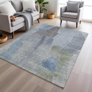Piper Looms Chantille Abstract ACN1986 Denim Machine Washable Area Rug Lifestyle Image Feature