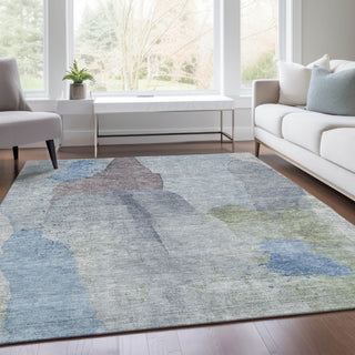 Piper Looms Chantille Abstract ACN1986 Denim Machine Washable Area Rug Lifestyle Image Feature