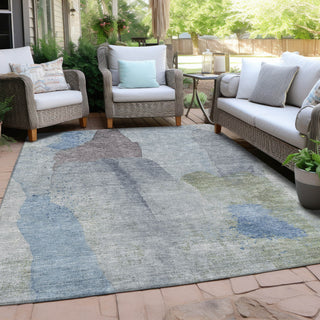 Piper Looms Chantille Abstract ACN1986 Denim Machine Washable Area Rug Outdoor Lifestyle Image Feature