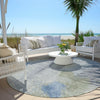 Piper Looms Chantille Abstract ACN1986 Denim Machine Washable Area Rug Round Outdoor Lifestyle Image Feature