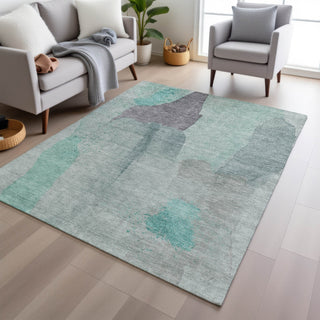Piper Looms Chantille Abstract ACN1986 Teal Machine Washable Area Rug Lifestyle Image Feature