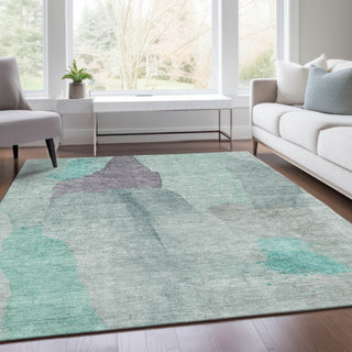 Piper Looms Chantille Abstract ACN1986 Teal Machine Washable Area Rug Lifestyle Image Feature