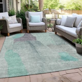 Piper Looms Chantille Abstract ACN1986 Teal Machine Washable Area Rug Outdoor Lifestyle Image Feature
