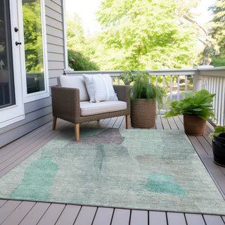 Piper Looms Chantille Abstract ACN1986 Teal Machine Washable Area Rug Outdoor Lifestyle Image Feature