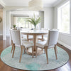 Piper Looms Chantille Abstract ACN1986 Teal Machine Washable Area Rug Round Lifestyle Image Feature