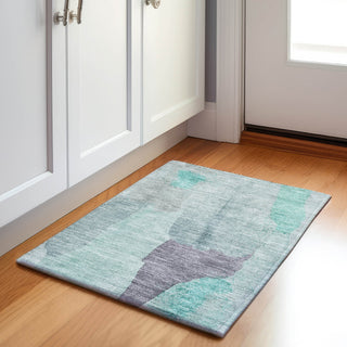 Piper Looms Chantille Abstract ACN1986 Teal Machine Washable Area Rug Scatter Lifestyle Image Feature