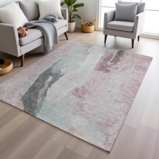 Piper Looms Chantille Abstract ACN1987 Blush Machine Washable Area Rug Lifestyle Image Feature