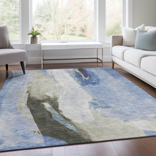 Piper Looms Chantille Abstract ACN1987 Denim Machine Washable Area Rug Lifestyle Image Feature