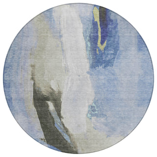 Piper Looms Chantille Abstract ACN1987 Denim Machine Washable Area Rug Round Main Image