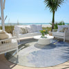 Piper Looms Chantille Abstract ACN1987 Denim Machine Washable Area Rug Round Outdoor Lifestyle Image Feature