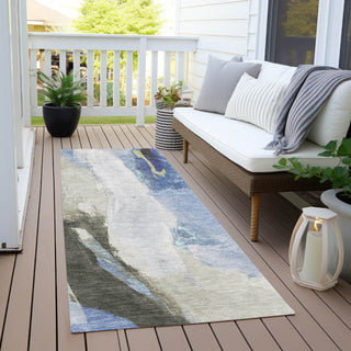 Piper Looms Chantille Abstract ACN1987 Denim Machine Washable Area Rug Runner Outdoor Lifestyle Image Feature