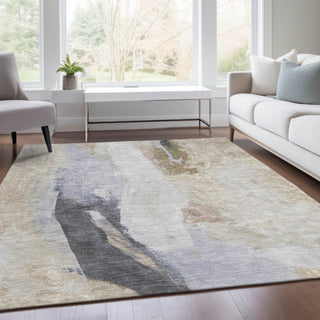 Piper Looms Chantille Abstract ACN1987 Ivory Machine Washable Area Rug Lifestyle Image Feature