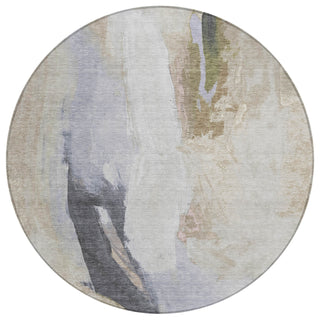 Piper Looms Chantille Abstract ACN1987 Ivory Machine Washable Area Rug Round Main Image