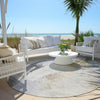 Piper Looms Chantille Abstract ACN1987 Ivory Machine Washable Area Rug Round Outdoor Lifestyle Image Feature
