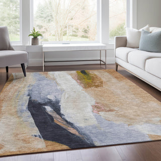 Piper Looms Chantille Abstract ACN1987 Putty Machine Washable Area Rug Lifestyle Image Feature