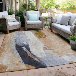 Piper Looms Chantille Abstract ACN1987 Putty Machine Washable Area Rug Outdoor Lifestyle Image Feature