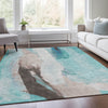 Piper Looms Chantille Abstract ACN1987 Teal Machine Washable Area Rug Lifestyle Image Feature