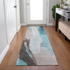 Piper Looms Chantille Abstract ACN1987 Teal Machine Washable Area Rug Runner Lifestyle Image Feature
