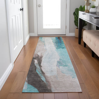 Piper Looms Chantille Abstract ACN1987 Teal Machine Washable Area Rug Runner Lifestyle Image Feature