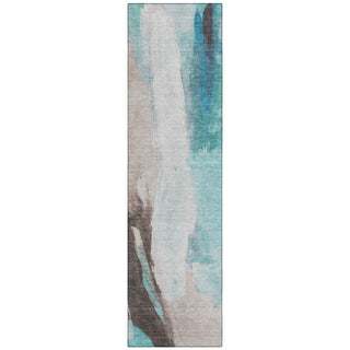 Piper Looms Chantille Abstract ACN1987 Teal Machine Washable Area Rug Runner Main Image
