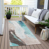 Piper Looms Chantille Abstract ACN1987 Teal Machine Washable Area Rug Runner Outdoor Lifestyle Image Feature