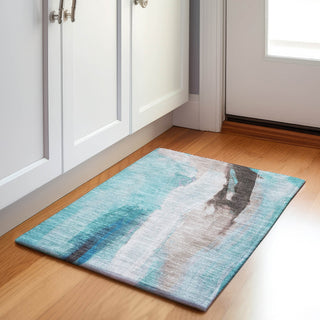 Piper Looms Chantille Abstract ACN1987 Teal Machine Washable Area Rug Scatter Lifestyle Image Feature