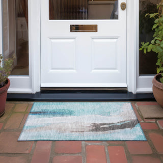 Piper Looms Chantille Abstract ACN1987 Teal Machine Washable Area Rug Scatter Outdoor Lifestyle Image Feature