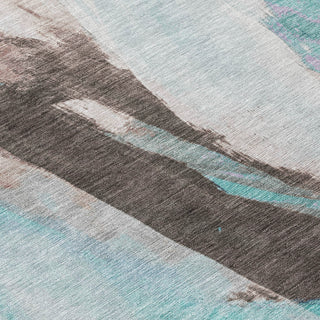 Piper Looms Chantille Abstract ACN1987 Teal Machine Washable Area Rug Swatch Image