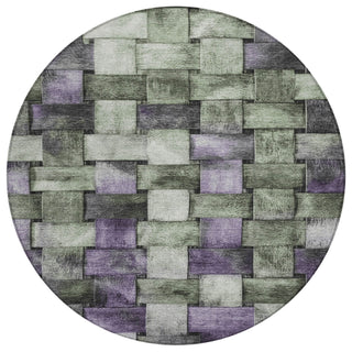 Piper Looms Chantille Stripes ACN1988 Sage Machine Washable Area Rug Round Main Image