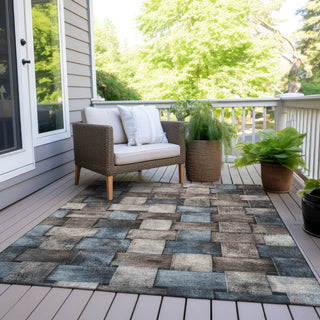 Piper Looms Chantille Stripes ACN1988 Taupe Machine Washable Area Rug Outdoor Lifestyle Image Feature