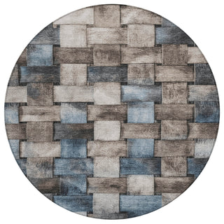 Piper Looms Chantille Stripes ACN1988 Taupe Machine Washable Area Rug Round Main Image