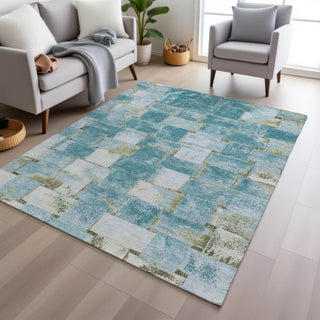 Piper Looms Chantille Stripes ACN1988 Teal Machine Washable Area Rug Lifestyle Image Feature