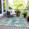 Piper Looms Chantille Stripes ACN1988 Teal Machine Washable Area Rug Outdoor Lifestyle Image Feature