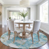 Piper Looms Chantille Stripes ACN1988 Teal Machine Washable Area Rug Round Lifestyle Image Feature