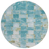 Piper Looms Chantille Stripes ACN1988 Teal Machine Washable Area Rug Round Main Image