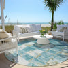 Piper Looms Chantille Stripes ACN1988 Teal Machine Washable Area Rug Round Outdoor Lifestyle Image Feature