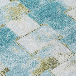 Piper Looms Chantille Stripes ACN1988 Teal Machine Washable Area Rug Swatch Image