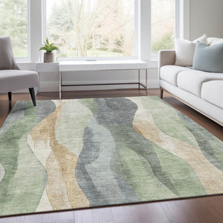 Piper Looms Chantille Waves ACN1989 Aloe Machine Washable Area Rug Lifestyle Image Feature