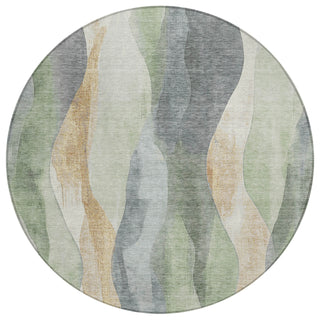 Piper Looms Chantille Waves ACN1989 Aloe Machine Washable Area Rug Round Main Image