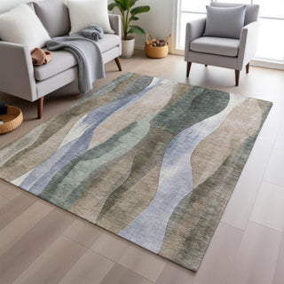 Piper Looms Chantille Waves ACN1989 Beige Machine Washable Area Rug Lifestyle Image Feature