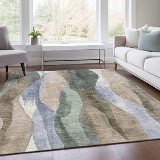 Piper Looms Chantille Waves ACN1989 Beige Machine Washable Area Rug Lifestyle Image Feature