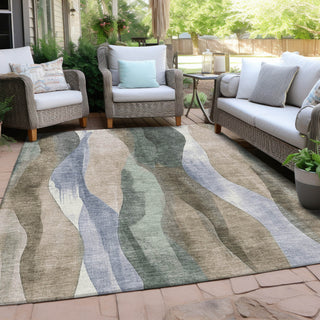 Piper Looms Chantille Waves ACN1989 Beige Machine Washable Area Rug Outdoor Lifestyle Image Feature
