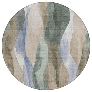 Piper Looms Chantille Waves ACN1989 Beige Machine Washable Area Rug Round Main Image