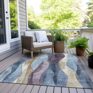 Piper Looms Chantille Waves ACN1989 Denim Machine Washable Area Rug Outdoor Lifestyle Image Feature